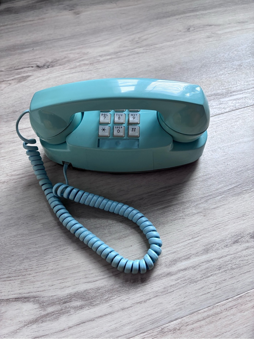 Vintage Classic Western Electric Princess Aqua Blue Push Button Telephone